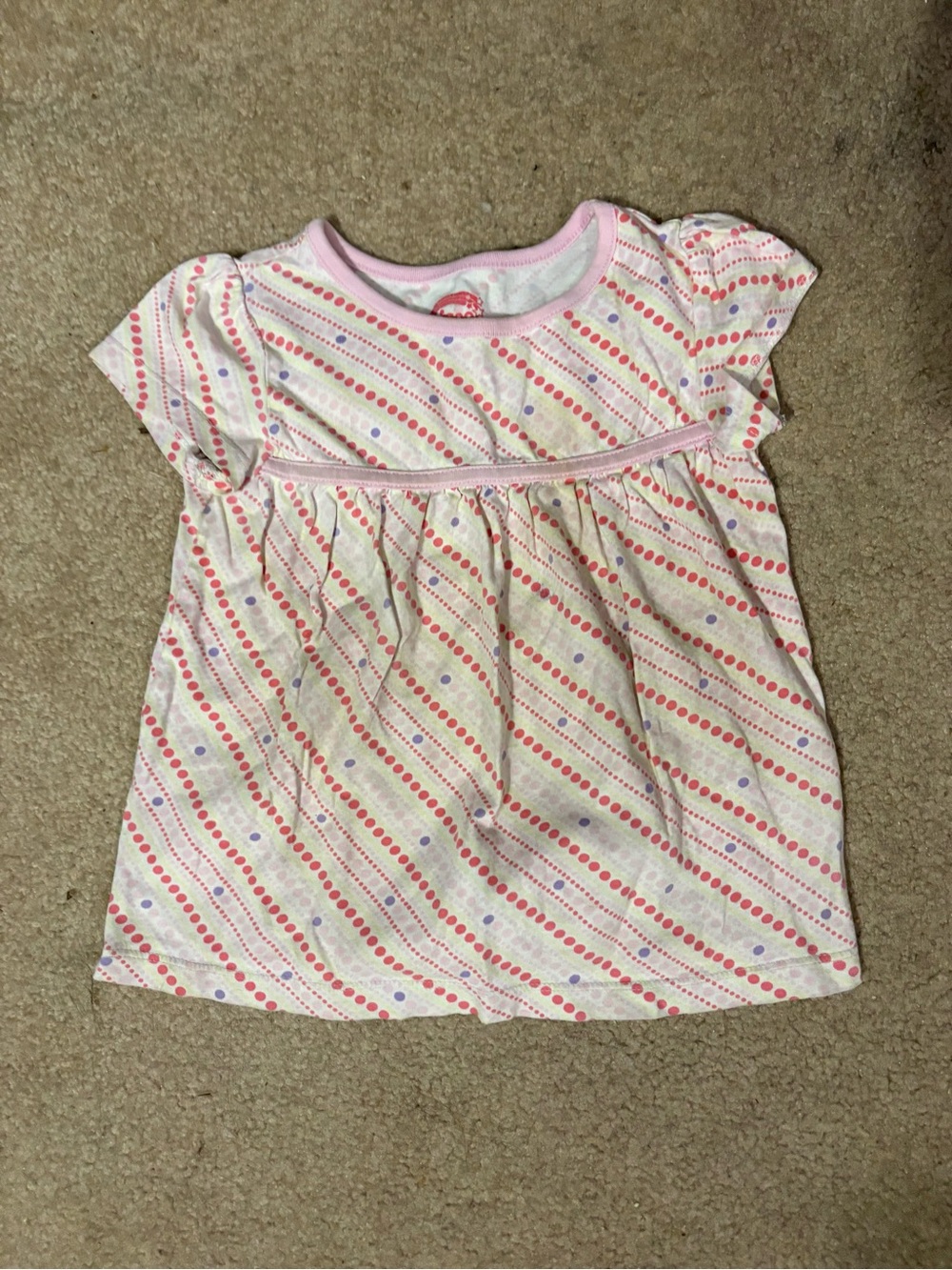 Circo Pink Dot & Lavender Stripe Short Sleeve Knit Top